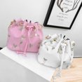 thumbnail image 3 of EeaseCA Fashion Flowers Lace Embroidery Drawstring Bucket Bag Shoulder Bag Purse (White), 3 of 7