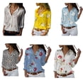 thumbnail image 2 of Blusa de manga larga con solapa para mujer Camisa con tops de estilo suelto con estampado floral para niñas Vogacara  FS11378-18, 2 of 7
