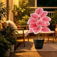 thumbnail image 4 of Gallickan Artificial Pink Plant Potted Alocasia 18 Leaves PVC Fake Tropical with Pot for Home Office Desk Decor, 4 of 6