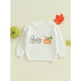 thumbnail image 2 of Toddler Baby Boy Girl Halloween Sweater Long Sleeve Letters Pumpkin Knit Pullover Sweatershirt Fall Winter Clothes, 2 of 8