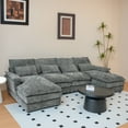 thumbnail image 5 of 110" U-Shaped Modular Sectional Sofa Cloud Couch in Grey Chenille, Memory Foam, Double Chaise Lounge for Living Room & Office, 5 of 11