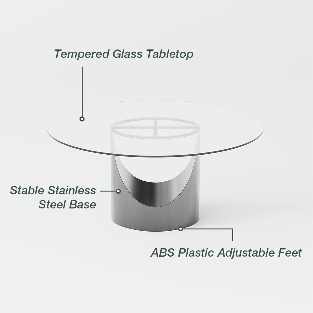 Hobart - Round Tempered Glass Dining Table