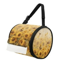 ZIATUBLE Sunflower Butterfly Paper Towel Storage Bag Washable Toilet Paper Roll Dispenser Universal Carrying and Storage Case Foldable Hanging Toilet Paper Towel Holder Paper Pouches