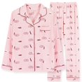 thumbnail image 1 of Pijamas bonitos de algodón para mujer, camisetas de manga larga y pantalones con bolsillos, ropa informal de estar por casa con lunares., 1 of 5