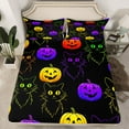 thumbnail image 2 of jejeloiu Funny Pumpkin Lantern Halloween Purple Yellow Black Twin Sheet Set,Super Cozy Teens Girl Bedding,3-Piece, 2 of 7