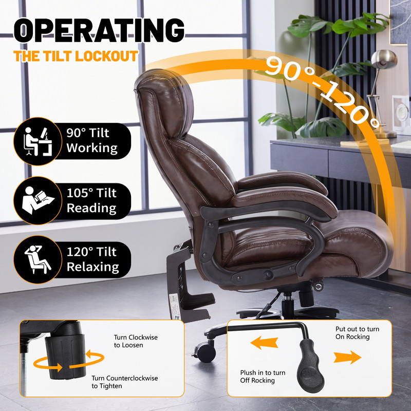 Qusaphy Big and Tall 800 lbs Heavy Duty Executive Office Chair, Ergonomic High Back PU Leather Computer Chair with Massage Footstool