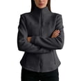 thumbnail image 4 of Breezora Women's Stand Collar Slim Fit Long Sleeve Jacket with Full Zip and Side Pockets for Casual Outerwear XL Size Grey, 4 of 7
