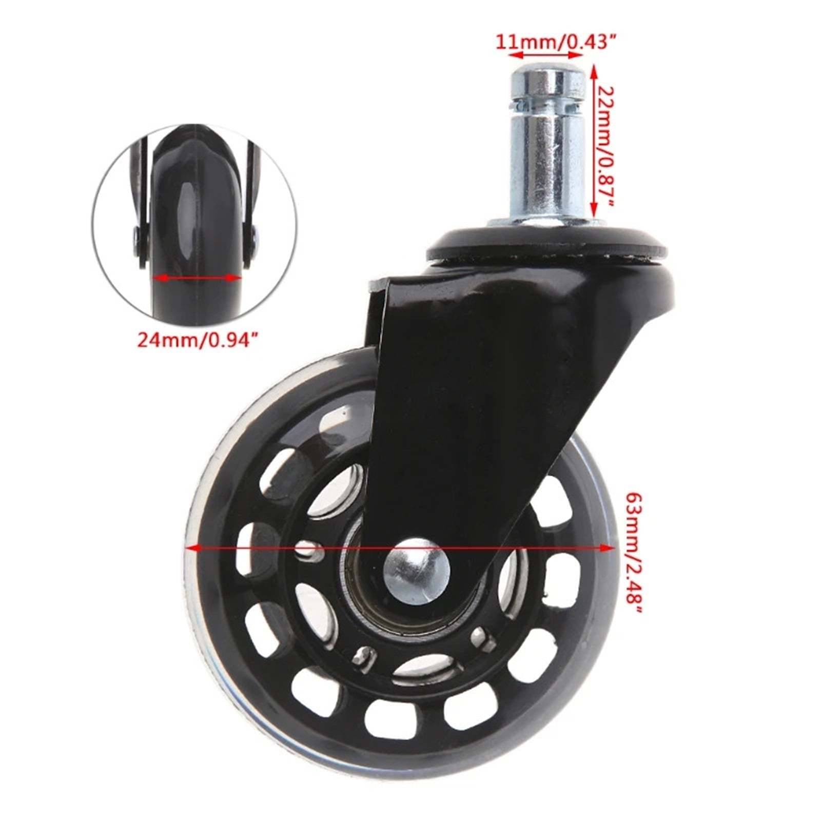 Universal 2.5" PU Office Chair Wheels Replacement Chair Caster ,Reliable