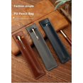 thumbnail image 4 of Leather Pencil Case Brown, Square PU Leather Stationery Holder, Durable and Stylish Desk Organizer for School and Office, 4 of 4