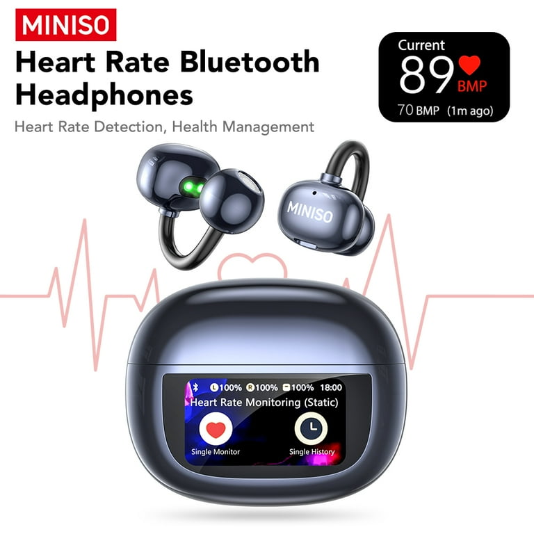Miniso MS212-Clip-on Earbuds, Heart Rate Bluetooth Noise