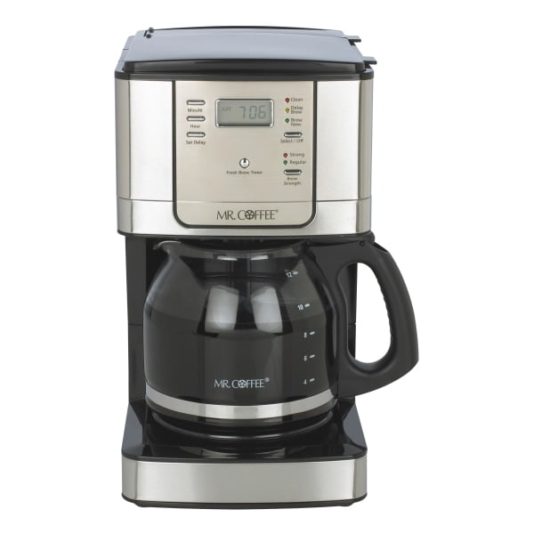 Mr. Coffee 12Cup Programmable Coffeemaker, Black/Brushed Stainless
