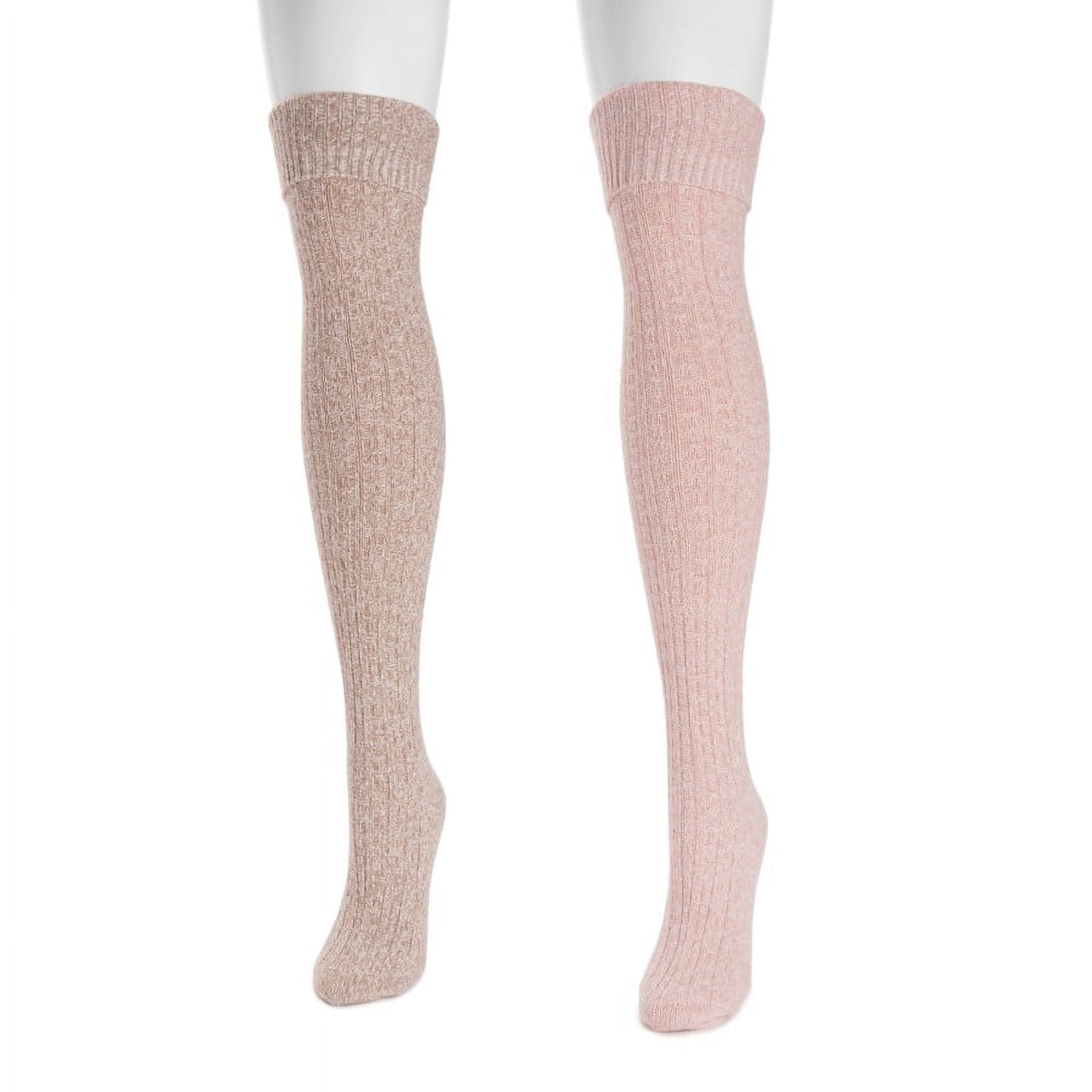 MUK LUKS Women's 2 Pair Pack Marl Over the Knee Socks - Peach/Brown, OS (6 - 11)