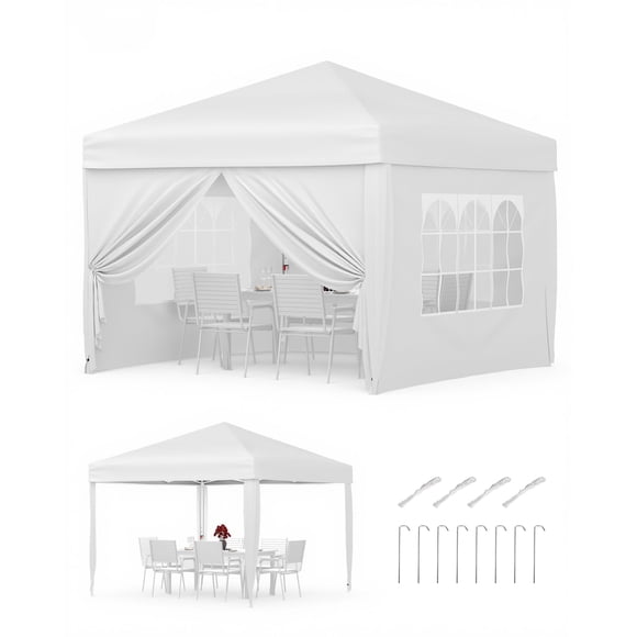 Carpa Plegable 3x3m – Impermeable UV 50+ – Altura Ajustable – 4 Paredes – Incluye Estacas, Cuerdas, Bolsas de Arena y Bolsa – Fácil Montaje – Blanco