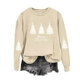 thumbnail image 4 of HOMBOM Womens Xmas Holiday Merry Christmas Sweatshirts Lightweight Pullover Crewneck Khaki Long Sleeve Tops for Ladies Casual, 4 of 6