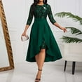 thumbnail image 4 of Sakmal Wedding Guest Women's Casual Dresses Green Long Cocktail Dress Lace Dresses with Wrap, 4 of 9
