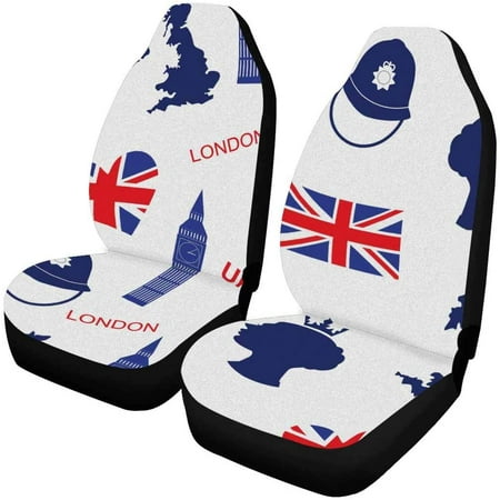 ZHANZZK Set of 2 Car Seat Covers London, Union Jack Flag Universal Auto Front Seats Protector Fits for Car,SUV Sedan,Truck