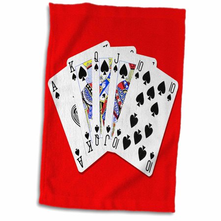 3dRose Poker. Royal flash. Spade. Red. Popular image. - Towel  15 by 22-inch
