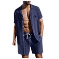 thumbnail image 3 of TBWNWG Men's Suits Spring Two-piece Solid Color Short Sleeve Turndown Suit with Shorts Pant,Sizes S, 3 of 7