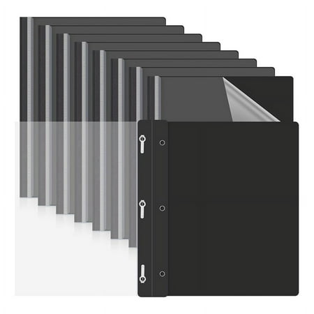 10 Pack Report Covers with 3 Prongs Fasteners Presentation Folders Plastic Report Folder with Black Back Covers