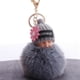 thumbnail image 3 of LLavero de muñeca bebé durmiente, pompón de flores, Bola de piel de conejo, llavero de coche esponjoso, 3 of 5