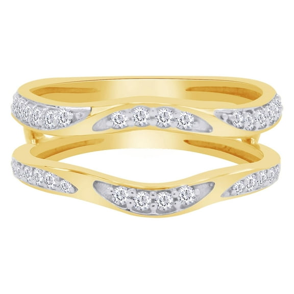 Round Cut White Cubic Zirconia Enhancer Guard Ring in 10k Yellow Gold Ring Size - 9