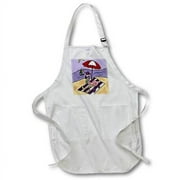 Funny Pink Flamingo at the Beach Art Full Length Apron with Pockets 22w x 30l apr-200493-1