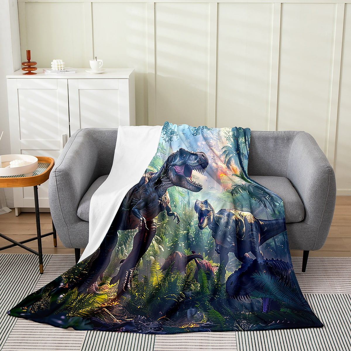 3D Dinosaur Blanket Dino Silhouettes Jurassic Evolution Throw Blanket For Kids Boys Young Ancient Safari Animal Fleece Blanket Jungle Woodland Fuzzy Blanket Microfiber Throw 50x60 Walmart