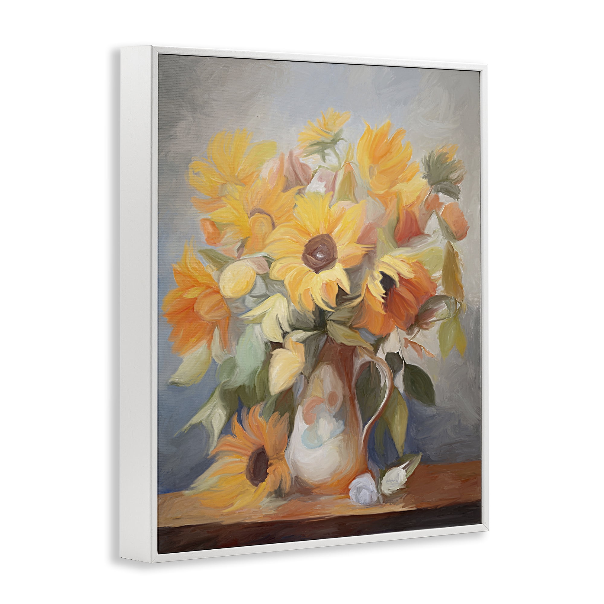 Stupell Industries Bright Sunflower Medley Botanical & Floral Painting White Framed Art Print Wall Art, 24 x 30