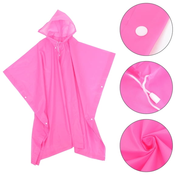 GOOHOCHY Lightweight Pink Eva Raincoat with Hoods for Adult Outdoor 2Pcs