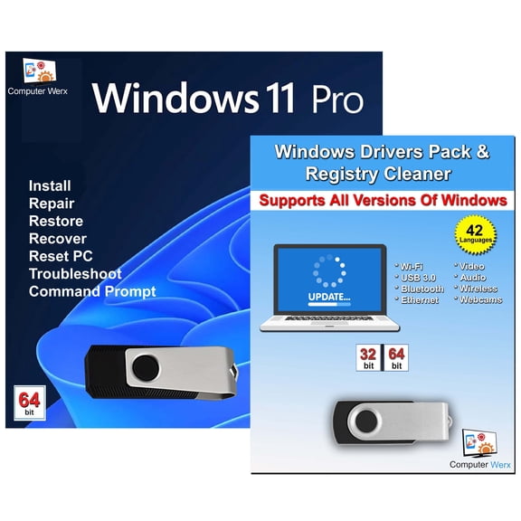 Computer Werx: Windows 11, Professional 64 Bit with Key (USB)