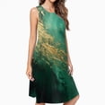 thumbnail image 2 of Abstract Emerald Green Gold Art Dress Loose Women'S Dress Beach Dresses With Pockets Dresses For Womens, 2 of 4