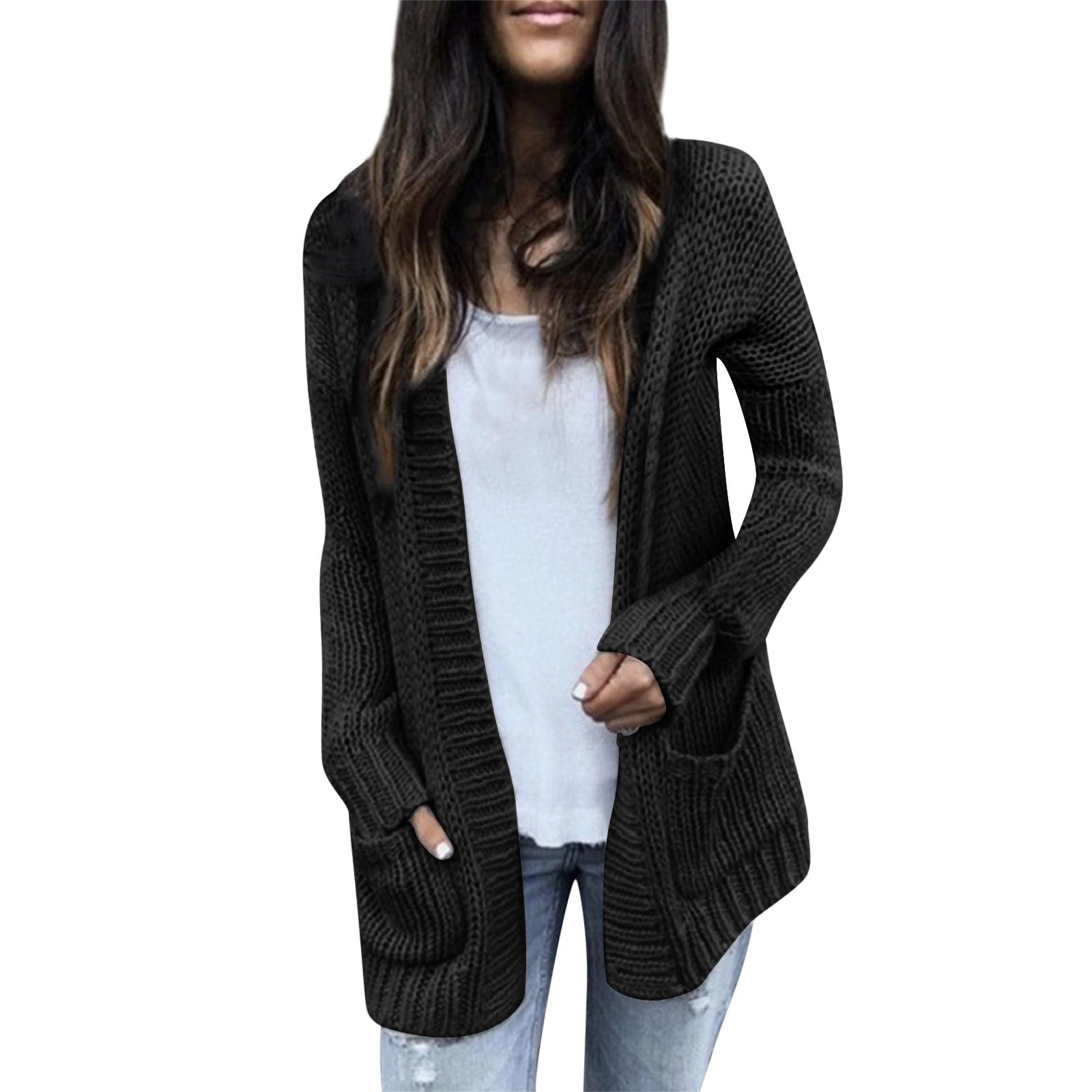 outfmvch sweaters for women open front knit sweater cardigan loose long ...