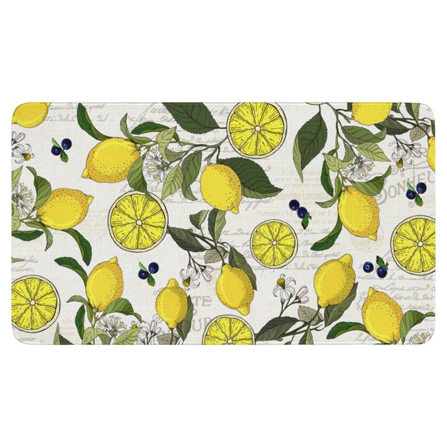Lemon Fruit Linen Non-slip Floor Mat, Entryway Doormat Durable Low-Profile Mat Home Decor, Throw Rugs Washable Kitchen Bathroom Laundry Bedroom Living Room Door Mat 30x17in