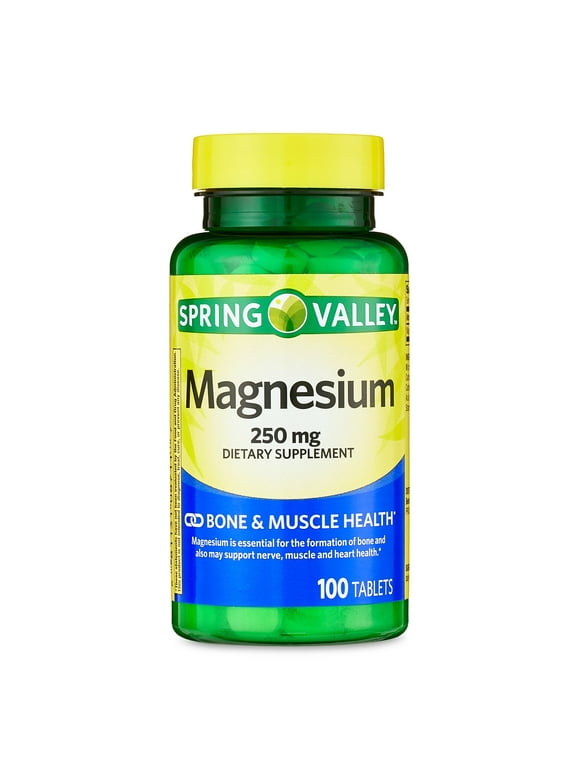 Spring Valley Magnesium Bone & Muscle Health Dietary Supplement Tablets, 250 mg, 100 Count