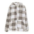 thumbnail image 2 of Yievot Women's Plaid Hooded Jackets Fleece Long Sleeve Zip Up Jacket Fall Winter Regular Fit Warm Casual Outerwear with Pocket, 2 of 7