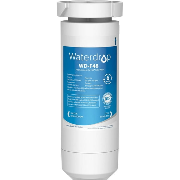 Waterdrop XWF Refrigerator Water Filter, Replacement for GE® XWF (WR17X30702) NSF 42 & 372 Certified, 1 Filter (not XWFE)