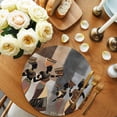 thumbnail image 2 of Black Brown Girls Boho Round 15 Inch Placemats Set of 6, Grey Vintage Ethnic Abstract Art HeatResistant Non Slip Place Mats for Dining Table, Wipeable Braided Kitchen Table Mats for Housewarming, 2 of 9