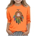 thumbnail image 2 of YUNAFFT Chemise Décontractée pour Enfants Imprimé Créatif Festival Couleur Orange Manches Sept Col Rond Hauts, 2 of 6