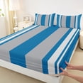 thumbnail image 3 of Homewish Abstract Geometric Striped Full Size Sheets,Line Pattern Bed Sheets,Blue Gray White Sheet Sets For Kids,Super Cozy Room Decor,4 Pieces, 3 of 7