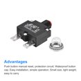 thumbnail image 4 of Unique Bargains Circuit Overload Protector 7A AC125/250V DC32V Push Button Thermal Circuit Breaker with Waterproof Caps 3pcs, 4 of 5