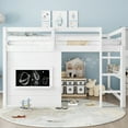 thumbnail image 4 of Harper & Bright Designs Full Size Loft Bed with Chalkboard and Built-in Bookshelf, Wood Loft Bed Frame with Ladder and Guardrails for Boys and Girls, White, 4 of 12