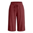 thumbnail image 6 of hotojiny Capri Pants for Women Casual Wide Leg Drawstring High Waist Cropped Pants Stylish Solid Color Capris with Pockets, 6 of 6