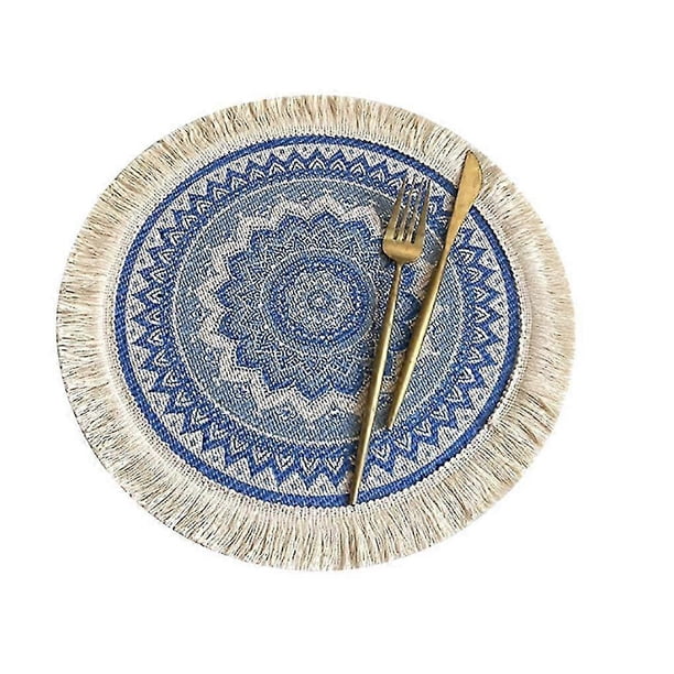 4 manteles individuales de algodón tejido estilo bohemio de 33 cm, manteles decorativos para el hogar.