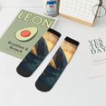 thumbnail image 5 of Uemuo Sunset Ocean Whale Printed Crew Socks, Moisture-Wicking Socks, Athletic Socks for Men Breathable Cushion Socks Casual Sport Socks for Running Traveling, 5 of 6