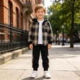 thumbnail image 7 of Tkrady Boys Clothes 3T 4T 5T 2 Piece Baby Boy Outfits Plaid Hooded Toddler Boys Top Pants Set, 7 of 7