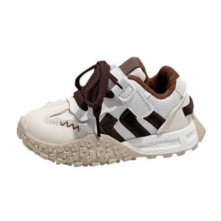 eileial Boys & Girls Slip on Sneakers Walking Shoes Non-Slip Breathable Boys & Girls Tennis Shoes Running Shoes(Brown 10.5-11 Years)