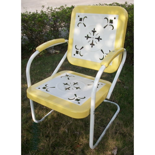 Retro Outdoor Chair Multiple Colors, Vintage Style Metal Patio Chairs