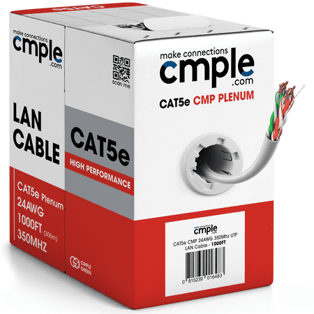Cmple - Cat5e Plenum Cable 1000ft  CMP  White  350MHz Gigabit Ethernet Cord Solid Network Internet Wire Bulk UTP price history on PriceWatchPro