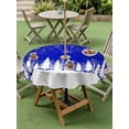 thumbnail image 3 of Outdoor Tablecloth with Umbrella Hole and Zipper, Blue Christmas Snowflakes Round Table Cloth 60 Inch Waterproof Tablecloth, Xmas Balls Winter Pine Tree Picnic Table Cover for Patio Camping, 3 of 7