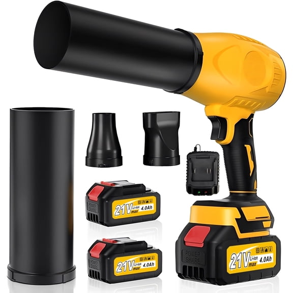 TOPZOO Leaf Blower Cordless with Extended Nozzle, 80000 RPM, 2 Batteries and Charger, Lightweight Handheld Design, Blower for Patio Cleaning, Car Blowing Water